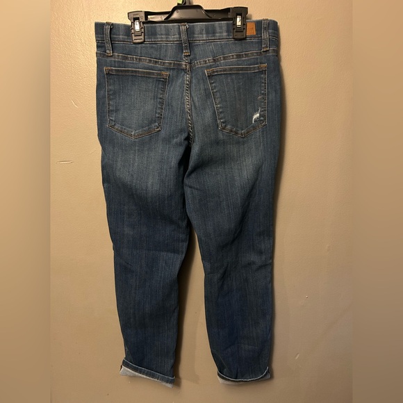 Judy Blue jeans - medium blue distressed pull on style stretch denim - Picture 6 of 12